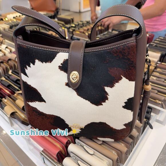 NWT Coach Hadley Convertible Crossbody Bag With Cow Print And Tassel CCC87 - Picture 1 of 11